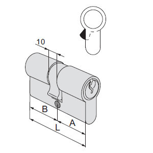 Циліндр CISA C2000 30×30 чорний | подвійний євроциліндр