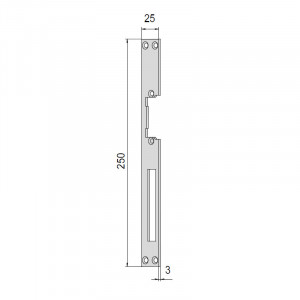 Плоска відповідна планка CISA зі сталевим фронтом, 250×25×3 мм, оздоблення золото