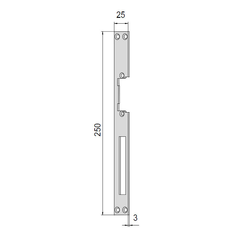 Плоска відповідна планка CISA зі сталевим фронтом, 250×25×3 мм
