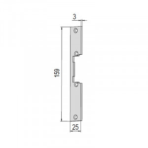 Коротка відповідна планка CISA для замків лише із защіпкою (solo scrocco), сталь, 159×25×3 мм, оздоблення срібло