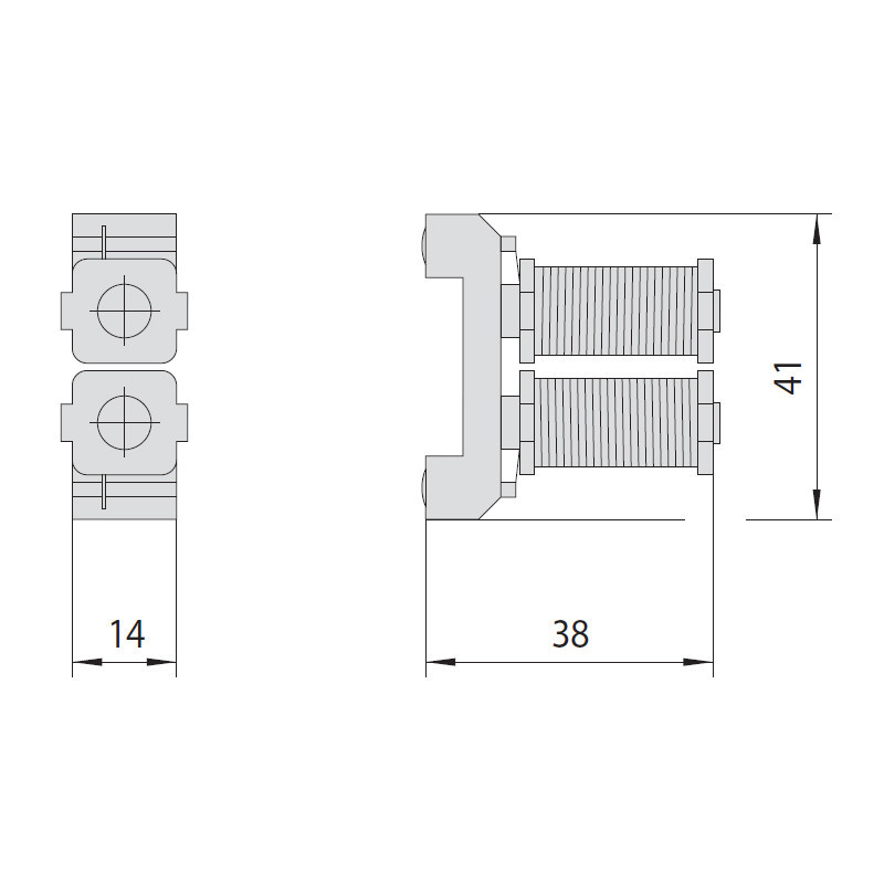 Група котушок CISA 12 В змінного струму для електрозамка 12011 (розміри блоку ~38×41×14 мм)
