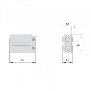 Група котушок CISA 12 В змінного струму для електрозамків 16000 та 15500; орієнтовні габарити блоку 34×13×24 мм