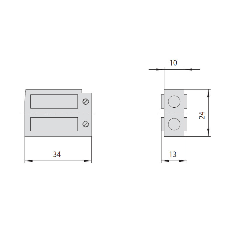 Група котушок CISA 12 В змінного струму для електрозамків 16000 та 15500; орієнтовні габарити блоку 34×13×24 мм