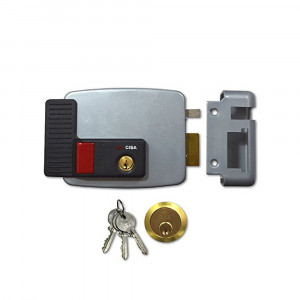 CISA 11630: накладний електрозамок із внутрішньою кнопкою, зовнішнім циліндром і функцією фіксації відчинення