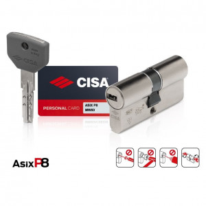 Циліндр CISA Asix P8 PRO 60 мм (30×30) ключ–ключ, хром, 5 ключів
