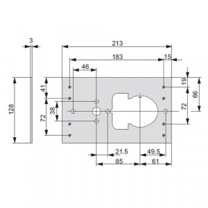 Сталевий кронштейн-плита CISA під врізний замок і циліндр/двосувальдний ключ