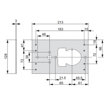 Сталевий кронштейн-плита CISA під врізний замок і циліндр/двосувальдний ключ