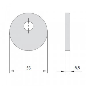 Внутрішня кругла розетка CISA під поворотну ручку євроциліндра, Ø53 мм, товщина ~6,5 мм; для замків серій 15000 і 56000