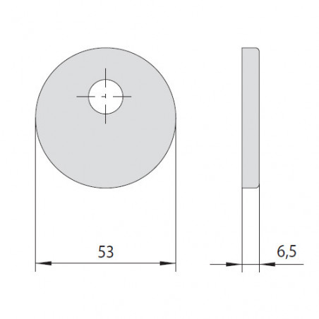 Внутрішня кругла розетка CISA під поворотну ручку євроциліндра, Ø53 мм, товщина ~6,5 мм; для замків серій 15000 і 56000