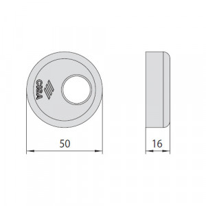 Кришка броненакладки CISA Ø50, L 16 мм; підходить до корпусів 06480 та 06485 (верхня частина)
