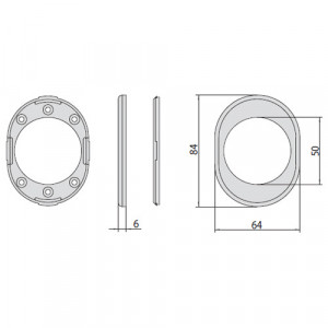 Кільце-обрамлення CISA для корпусів 06480 та 06485; отвір Ø50, зовн. габарити 84 x 64 мм, товщина 6 мм