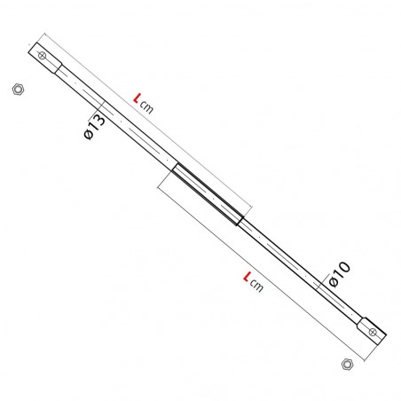 A30: регульована тягова штанга (Ø13/Ø10), стандартний хід 100 см, у комплекті фіксувальні гайки