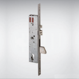 Замок CISA 46215: ригель і засувка, регульований виліт 11–17 мм; міжось 85 мм, фронтальна планка 22 мм