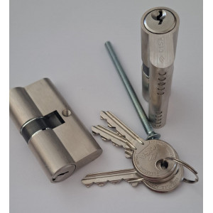 CISA C2000 евроциліндр 30×30 у хром мат. виконанні (ключ‑ключ)