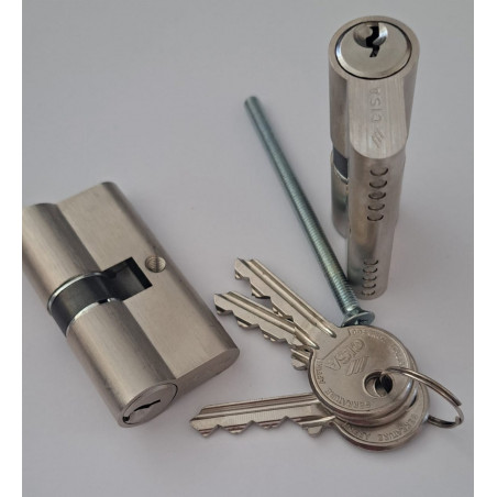 CISA C2000 евроциліндр 30×30 у хром мат. виконанні (ключ‑ключ)