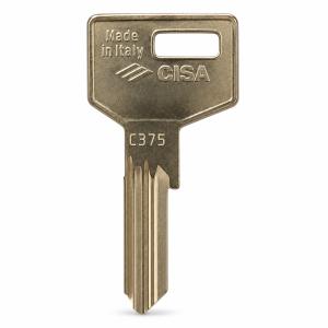 Заготовка ключа CISA C375, лицьовий бік: тиснення Made in Italy, логотип CISA та код профілю C375 на шийці