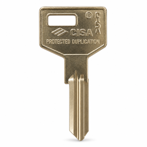 Заготовка ключа CISA C375, зворотний бік: логотип CISA і маркування PROTECTED DUPLICATION
