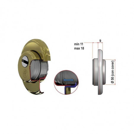 Врізна броненакладка Azzi F23/25-ANT50 з юбкою, система anti-pull